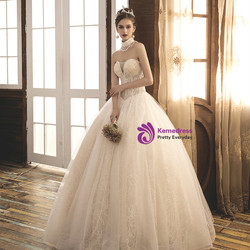Shop 2019 Long & Short Champagne Tulle Lace Sweetheart Neck Wedding Dress With Beading With Factory Price From Kemedress