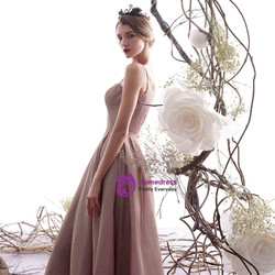 Shop 2019 Long & Short A-Line Gray Pink Spaghetti Straps Backless Long Prom Dress With Factory Price From Kemedress