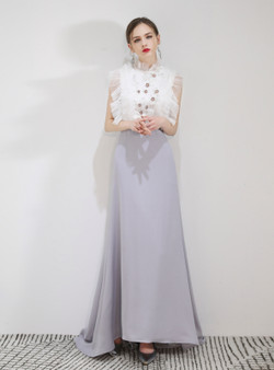 Shop 2019 Long & Short In Stock:Ship in 48 Hours White And Blue Appliques Backless Prom Dress With Factory Price From Kemedress