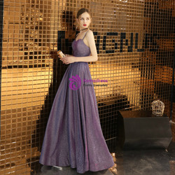 Shop 2019 Long & Short In Stock:Ship in 48 Hours Purple Spaghetti Straps Long Prom Dress With Factory Price From Kemedress
