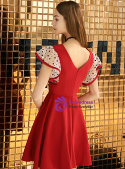 Shop 2019 Long & Short In Stock:Ship in 48 Hours Burgundy Satin V-neck Homecoming Dress With Factory Price From Kemedress