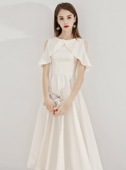 Shop 2019 Long & Short In Stock:Ship in 48 Hours Champagne Satin Cold Shoulder Prom Dress With Factory Price From Kemedress