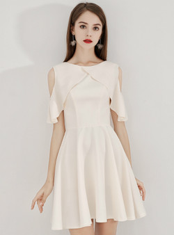 Shop 2019 Long & Short In Stock:Ship in 48 Hours Champagne Satin Short Homecoming Dress With Factory Price From Kemedress