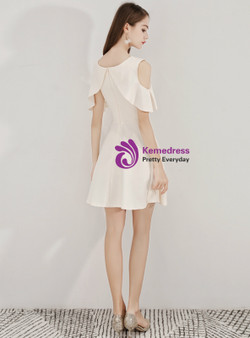 Shop 2019 Long & Short In Stock:Ship in 48 Hours Champagne Satin Short Homecoming Dress With Factory Price From Kemedress