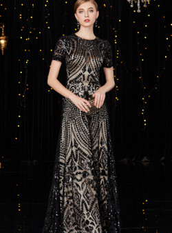 Shop 2019 Long & Short A-Line Black Sequins Short Sleeve Elegant Mother Of The Bride Dresses With Factory Price From Kemedress