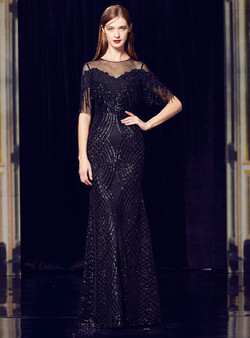 Shop 2019 Long & Short Black Mermaid Sequins Short Sleeve Long Mother Of The Bride Dress With Factory Price From Kemedress Shop 2019 Long & Short Black Mermaid Sequins Short Sleeve Long Mother Of The Bride Dress With Factory Price From Kemedress