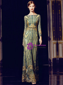 Shop 2019 Long & Short Green Sequins Sheath Long Sleeve Long Mother Of The Bride Dres With Factory Price From Kemedress
