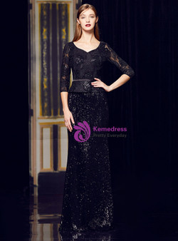 Shop 2019 Long & Short Black Mermaid Sequins Lace 3/4 Sleeve Long Mother Of The Bride Dress With Factory Price From Kemedress Shop 2019 Long & Short Black Mermaid Sequins Lace 3/4 Sleeve Long Mother Of The Bride Dress With Factory Price From Kemedress