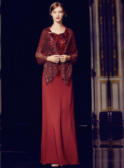 Shop 2019 Long & Short A-Line Burgundy Short Sleeve Sequins Long Mother Of The Bride Dress With Factory Price From Kemedress