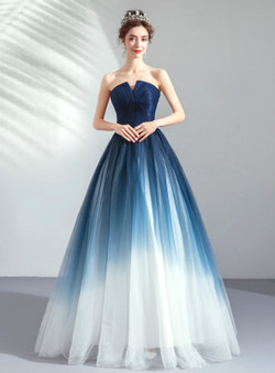 Shop 2019 Long & Short In Stock:Ship in 48 Hours Ready To Ship Blue Tulle Pleats Prom Dress With Factory Price From Kemedress