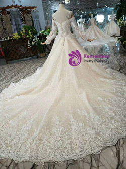 Shop 2019 Long & Short Champagne Ball Gown Tulle Sequins Spaghetti Straps Appliques Wedding Dress With Factory Price From Kemedress