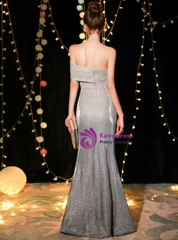 Shop 2019 Long & Short In Stock:Ship in 48 Hours Silver Mermaid Off The Shoulder Cut Out Prom Dress With Factory Price From Kemedress