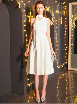 Shop 2019 Long & Short In Stock:Ship in 48 Hours White Short One Shoulder Satin Short Prom Dress With Factory Price From Kemedress