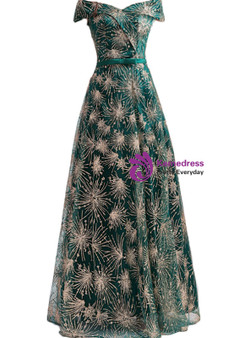 Shop 2019 Long & Short In Stock:Ship in 48 Hours Green Sequins Off The Shoulder Prom Dress With Factory Price From Kemedress