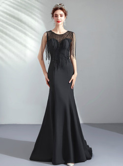 Shop 2019 Long & Short In Stock:Ship in 48 Hours Black Satin Beading Long Prom Dress With Factory Price From Kemedress Shop 2019 Long & Short In Stock:Ship in 48 Hours Black Satin Beading Long Prom Dress With Factory Price From Kemedress