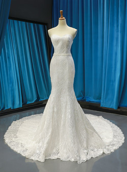 Sexy White Sheath Mermaid Tulle Lace Backless Sleeveless Wedding Dress