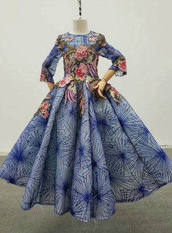Beautiful Blue Sequins Long Sleeve Embroidery Appliques Beading Flower Girl Dress
