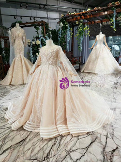 Champagne Ball Gown Tulle Sequins Appliques Backless Flower Girl Dress With Shawl