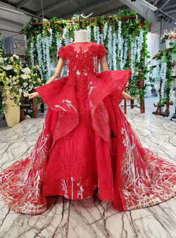 Hot Sale Red Sequins Appliques Cap Sleeve Beading Appliques Flower Girl Dress