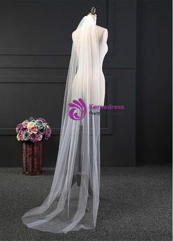 In Stock:Ship in 48 Hours Cheap Tulle Long Wedding Veils With Comb