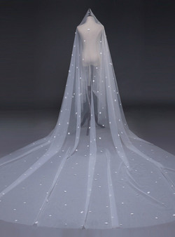 In Stock:Ship in 48 Hours Simple Brides White Tulle Long Veils 
