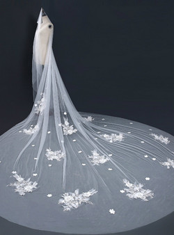 In Stock:Ship in 48 Hours Simple Tulle Appliques Brides Wedding Veils