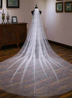 In Stock:Ship in 48 Hours White Tulle Sequins Long Wedding Veils