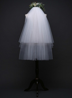 In Stock:Ship in 48 Hours Simple White Tulle Double Layer Bridal Veil