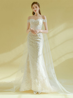 Shop For The Perfect Lace Off The Shoulder Sweep Trian Appliques Lace Up Wedding Dress In One Step