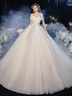 Buy 2020 Off The Shoulder Appliques Tulle White Pleats Wedding Dress From Kemedress Buy 2020 Off The Shoulder Appliques Tulle White Pleats Wedding Dress From Kemedress