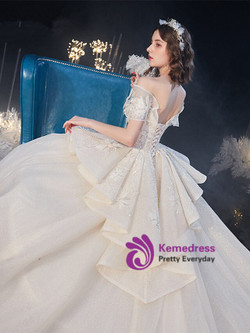 Shop 2020 Off The Shoulder Appliques Tulle White Pleats Wedding Dress Under 400