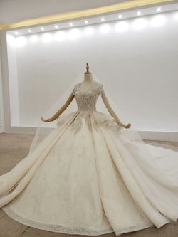 Shop 2020 Bling Bling V Neck Tulle Huate Couture Cap Sleeves Luxury Crystal Wedding Dress