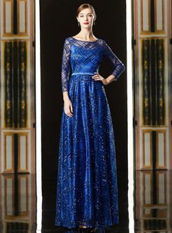 To Choose From Fantastic Blue Bateau Tulle Seuqins Long Sleeve Mother Of The Bride Dress