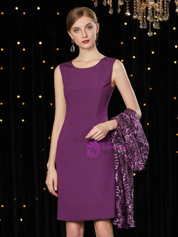 Popular Purple Satin 3/4 Sleeve Knee Length Mother of the Bride Dress With Jacket