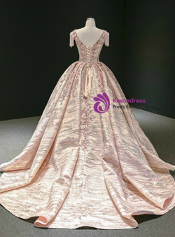 Attractive Pink Satin Sequins Cap Sleeve Embroidery Beading Pleats Prom Dress Attractive Pink Satin Sequins Cap Sleeve Embroidery Beading Pleats Prom Dress