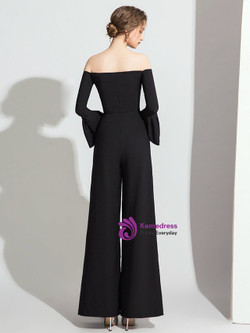 Chic Black Off the Shoulder Long Sleeve Party Jumpsuits