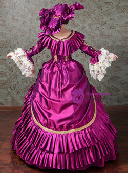 Purple Satin Puff Sleeve Victorian Dress Party Dress
