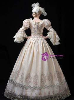 Light Champagne Long Sleeve Retro Party Costume Dress