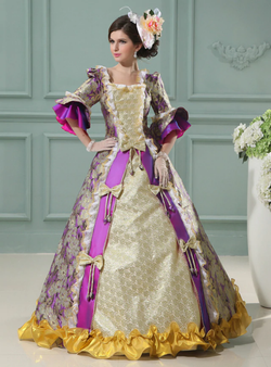 Glamorous Purple Print Short Sleeve Drama Show Party Costume Dress