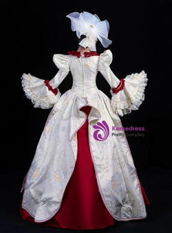 Pink And Burgundy Ball Gown Long Sleeve Lace Rococo Baroque Dress