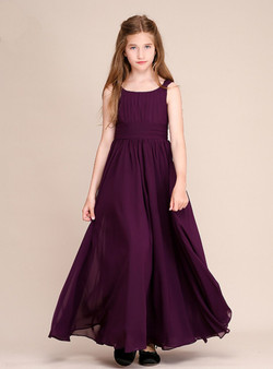 Simple Purple Chiffon Pleats Flower Girl Dresses