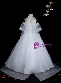 White Tulle Off the Shoulder Appliques Flower Girl Dress