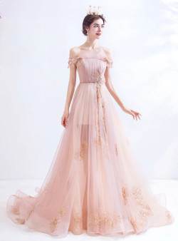 In Stock:Ship in 48 Hours Pink Tulle Prom Dress In Stock:Ship in 48 Hours Pink Tulle Prom Dress