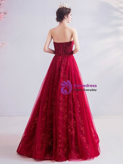 In Stock:Ship in 48 Hours Tulle Sequins Strapless Prom Dress