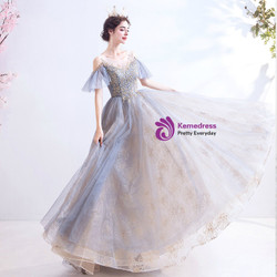 In Stock:Ship in 48 Hours Tulle Sequins Appliques Prom Dress