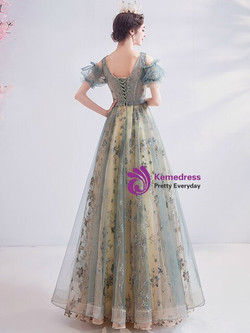 In Stock:Ship in 48 Hours Green Sequins Tulle V-neck Prom Dress In Stock:Ship in 48 Hours Green Sequins Tulle V-neck Prom Dress