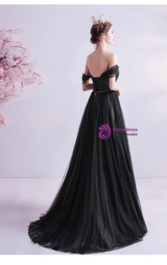In Stock:Ship in 48 Hours Sexy Black Tulle Prom Dress