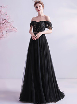 In Stock:Ship in 48 Hours Sexy Black Tulle Prom Dress