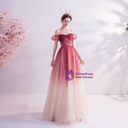 In Stock:Ship in 48 Hours Burgundy Tulle Beading Prom Dress