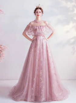 Sexy Pink Tulle Sequins Backless Prom Dress Sexy Pink Tulle Sequins Backless Prom Dress